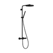 Hansgrohe Pulsify S Puro Ensemble de douche de tête thermostatique pluie - 26cm - douche de tête ronde - douchette à main sur barre - noir mat SW1151838