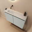 MONDIAZ TURE-DLUX Meuble toilette - 80cm - Greey - EDEN - vasque Opalo - position gauche - sans trou de robinet SW1104365