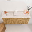Mondiaz JOYA-DLUX 80cm meuble de toilette - couleur Oak - Vasque FAYE position Gauche 1 trou de robinet couleur Nata. SW1424018