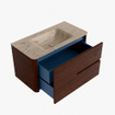Mondiaz CIRO-DLUX Meuble de salle de bains - 90x45x50cm - Plan vasque solid surface Arena - 1 vasque au milieu - sans trous de robinetterie - 2 tiroirs - Ruby SW1531906