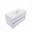 Mondiaz VICA-DLUX Ensemble de meuble de salle de bain - 90cm - meuble sous-vasque cale - 2 tiroirs - lavabo encastré cloud milieu - 1 trou de robinet - version haute de 60cm - opalo SW1088083