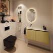 MONDIAZ TURE-DLUX Meuble toilette - 100cm - Oro - EDEN - vasque Ostra - position gauche - sans trou de robinet SW1104973