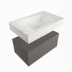 Mondiaz ALAN-DLUX Ensemble de meuble - 70cm - meuble Dark grey mat - 1 tiroir - Lavabo Cloud Opalo suspendu - vasque Centre - 0 trous de robinet SW806258