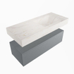 Mondiaz ALAN-DLUX Ensemble de meuble - 110cm - meuble - Plata mat - 1 tiroir - Lavabo Cloud Ostra suspendu - vasque droite - 1 trou de robinet - Beige SW807811