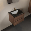 Mondiaz AIVY Ensemble de meuble - 60x45x50cm - 1 trou de robinet - 1 vasque Urban Solid surface - Centre - 2 tiroirs - avec miroir - Melamine Mocha SW892200