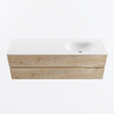 MONDIAZ VICA 150cm badmeubel onderkast Washed Oak 2 lades. Wastafel MOON rechts zonder kraangat, kleur Talc. SW1381883