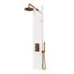 BRAUER Copper Edition panneau de douche thermostatique - 2 fonctions - calacatta gold SET 01 - pomme de douche 20cm - bras mural courbé - douchette barre - coude de raccordement mural - flexible de douche - cuivre brossé PVD SW925590