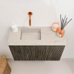 Mondiaz JOYA-DLUX 60cm toiletmeubel - kleur Shadow - Wastafel FAYE positie Links Zonder kraangat kleur Opalo. SW1422894