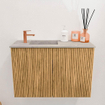 Mondiaz JOYA-DLUX 60cm meuble de toilette - couleur Oak - Vasque FAYE position Gauche 1 trou de robinet couleur Glace. SW1421995