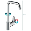 Hansgrohe Focus E2 Robinet de cuisine avec bec haut pivotant réglable à 110 degrés. 150 degrés et 360 degrés chrome 0605548