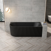 Zeza Nuo Baignoire demi-îlot - 170x80x58cm - droite - nervurée - avec vidage - noir mat SW1408468