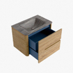 Mondiaz CIRO-DLUX Ensemble de meubles de salle de bains - 70x45x50cm - lavabo en solid surface Oza - 1 vasque au milieu - sans trous de robinet - 2 tiroirs - Chêne SW1531100
