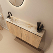 MONDIAZ TURE-DLUX Meuble toilette - 100cm - Washed Oak - EDEN - vasque Frappe - position gauche - 1 trou de robinet SW1103082
