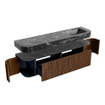 MONDIAZ THOR-DLUX 180cm meuble de salle de bains arrondi gauche + droite couleur Walnut avec 2 tiroirs et 2 portes. Vasque suspendue CLOUD Droite sans trou de robinet couleur Lava. SW1465955