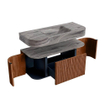 MONDIAZ THOR-DLUX 110cm badmeubel ronding links + rechts kleur Ruby met 1 lade en 2 deuren. Vrijhangende wastafel CLOUD Midden 1 kraangat kleur Sombra. SW1463099