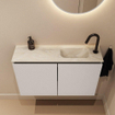 MONDIAZ TURE-DLUX Meuble WC 80 cm Linen. Lavabo EDEN Ostra position droite. Avec 1 trou de robinet. SW1104937
