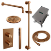 BRAUER Copper Edition Regendoucheset inbouw - hoofddouche 20cm - gladde knop - inclusief inbouwdeel - handdouche staaf 1 stand - glijstang - PVD - geborsteld koper SW538351