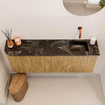 Mondiaz JOYA-DLUX 111.6cm toiletmeubel - ronding links kleur Oak - Wastafel FAYE positie Rechts Zonder kraangat kleur Lava. SW1422095