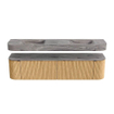 MONDIAZ THOR-DLUX 190cm badmeubel ronding links + rechts kleur Oak met 2 lades en 2 deuren. Vrijhangende wastafel CLOUD Dubbel zonder kraangat kleur Sombra. SW1466711