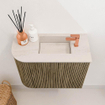 Mondiaz JOYA-DLUX 51.6cm toiletmeubel - ronding links kleur Dusk - Wastafel FAYE positie Rechts 1 kraangat kleur Meli. SW1425840