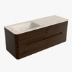 Mondiaz CIRO-DLUX Badkamermeubelset - 130x45x50cm - Solid surface wastafel Meli - 1 wasbak Links - 1 kraangat - 4 lades - Walnut SW1530481