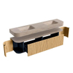 MONDIAZ THOR-DLUX Meuble de salle de bains - 190cm - arrondi gauche + droite - couleur Oak - 2 tiroirs et 2 portes - Vasque suspendue CLOUD Double sans trou de robinet - couleur Saba SW1466661