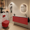 MONDIAZ TURE-DLUX Meuble toilette - 120cm - Fire - EDEN - vasque Glace - position droite - 1 trou de robinet SW1103264