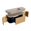 MONDIAZ THOR-DLUX 120cm badmeubel ronding links + rechts kleur Oak met 1 lade en 2 deuren. Vrijhangende wastafel CLOUD Midden 1 kraangat kleur Saba. SW1463433