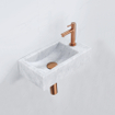 Saniclass Fuente ensemble fontaine - 40x22 - 1 trou de robinet - droite - marbre - robinet de fontaine cuivre - blanc SW1111499
