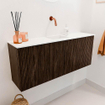 Mondiaz JOYA 100cm meuble de salle de bains - couleur Walnut - Vasque FAYE position Milieu Sans trou de robinet couleur Talc SW1421270