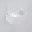 QeramiQ Fuente Ensemble lave-mains - 40x21.5x12cm - gauche - lisse - demi-rond - 1 trou de robinet - céramique - robinet de lave-mains blanc mat - clapet de vidage - siphon abaissé - blanc mat SW1232802