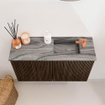 Mondiaz JOYA-DLUX 70cm toiletmeubel - kleur Walnut - Wastafel FAYE positie Rechts 1 kraangat kleur Sombra. SW1424705