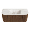 MONDIAZ KURVE-DLUX 110cm Meuble salle de bain avec module 25 G et D - couleur Walnut - 1 tiroir - 2 portes - vasque CLOUD centre - sans trou de robinet - couleur Frappe SW1137408