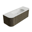 Ensemble de meuble de salle de bain Mondiaz KURVE-DLUX - 130x46x40cm - 1 tiroir - 2 portes - lavabo en solid surface - milieu - sans trou de robinet - Shadow SW1414039