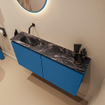 MONDIAZ TURE-DLUX Meuble toilette - 100cm - Jeans - EDEN - vasque Lava - position gauche - sans trou de robinet SW1103862