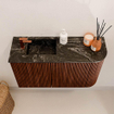 Mondiaz JOYA-DLUX 71.6cm toiletmeubel - ronding rechts kleur Ruby - Wastafel FAYE positie Links 1 kraangat kleur Lava. SW1423649