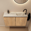 MONDIAZ TURE-DLUX Meuble toilette - 80cm - Washed Oak - EDEN - vasque Ostra - position droite - 1 trou de robinet SW1105140