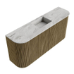 Mondiaz JOYA-DLUX Meuble de salle de bains 93,2 cm - arrondis gauche et droite couleur Dusk - Vasque FAYE position Milieu Sans trou de robinet couleur Glace. SW1423215