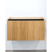 Adema Holz Ensemble de meuble - 120cm - 2 vasques en céramique Blanc - 2 trous de robinet - 1 tiroir - avec armoire de toilette - Caramel (bois) SW857551