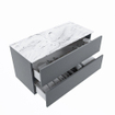 MONDIAZ VICA-DLUX Ensemble meuble de salle de bains - 100cm - meuble bas plata - 2 tiroirs - lavabo encastré cloud droit - 1 trou de robinet - version haute 60cm - glace SW1088302
