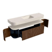 MONDIAZ THOR-DLUX 160cm badmeubel ronding links + rechts kleur Walnut met 1 lade en 2 deuren. Vrijhangende wastafel CLOUD Midden 1 kraangat kleur Meli. SW1465159