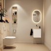 MONDIAZ TURE-DLUX Meuble toilette - 40cm - Talc - EDEN - vasque Frappe - position centrale - sans trou de robinet SW1102581