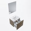 Mondiaz VICA ensemble de meuble de salle de bain - 60cm - meuble sous-vasque marron foncé gris - 2 tiroirs - lavabo denia milieu - 1 trou de robinet - couleur Blanc Brillant - miroir LED - version XL 60cm de haut SW1091993