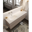 Mondiaz VICA ensemble de meuble de salle de bain - 150cm - meuble sous-vasque smoke - 2 tiroirs - lavabo moon gauche - sans trou de robinet XL version 60cm haut SW1090200