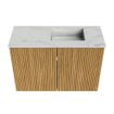 Mondiaz JOYA-DLUX 60cm toiletmeubel - kleur Oak - Wastafel FAYE positie Rechts 1 kraangat kleur Opalo. SW1422099