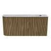 Mondiaz JOYA-DLUX 91.6cm meuble de toilette - arrondi gauche couleur Dusk - Vasque FAYE position Droite Sans trou de robinet couleur Glace. SW1423168