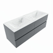 Mondiaz VICA-DLUX ensemble de meuble de salle de bain - 130cm - meuble sous-vasque plata - 4 tiroirs - lavabo encastrée cloud double - sans trous de robinet - version haute de 60cm - opalo SW1086305