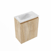 MONDIAZ TURE-DLUX Meuble toilette - 40cm - Washed Oak - EDEN - vasque Opalo - position gauche - sans trou de robinet SW1104630