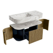 MONDIAZ THOR-DLUX 100cm meuble de salle de bains arrondi gauche + droite couleur Dusk avec 1 tiroir et 2 portes. Vasque suspendue CLOUD Gauche sans trou de robinet couleur Glace. SW1467399