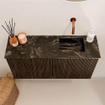 Mondiaz JOYA-DLUX 80cm toiletmeubel - kleur Walnut - Wastafel FAYE positie Rechts Zonder kraangat kleur Lava. SW1422427